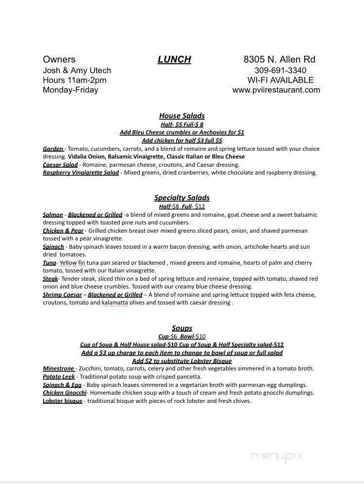 PVII Restaurant - Peoria, IL menu_pic