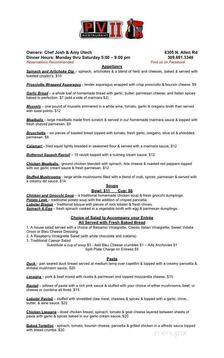 PVII Restaurant - Peoria, IL menu_pic