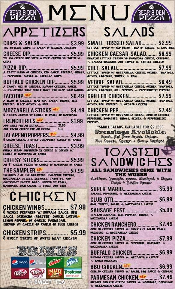 Bears Den Pizza - Conway, AR menu_pic