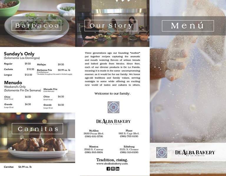 DE Alba Bakery - Pharr, TX menu_pic