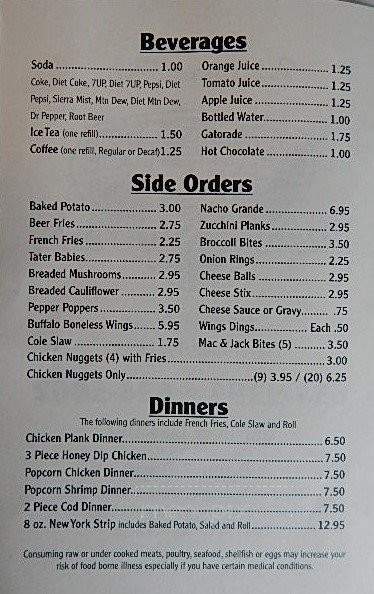 Take Six - Meyersdale, PA menu_pic