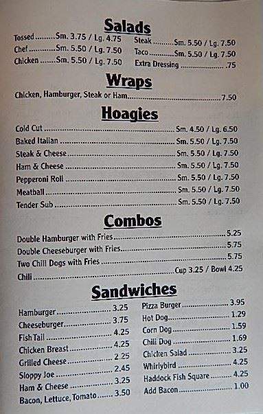 Take Six - Meyersdale, PA menu_pic