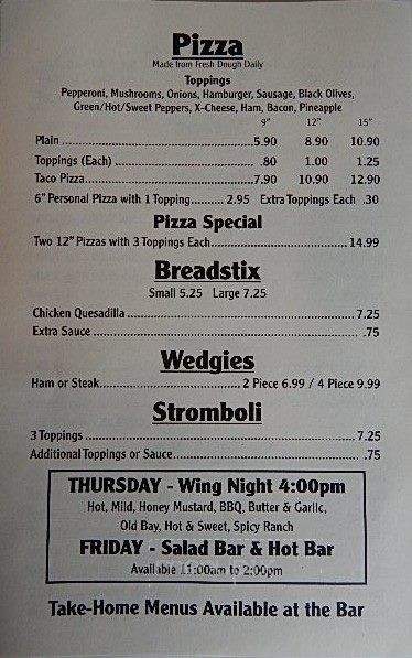 Take Six - Meyersdale, PA menu_pic