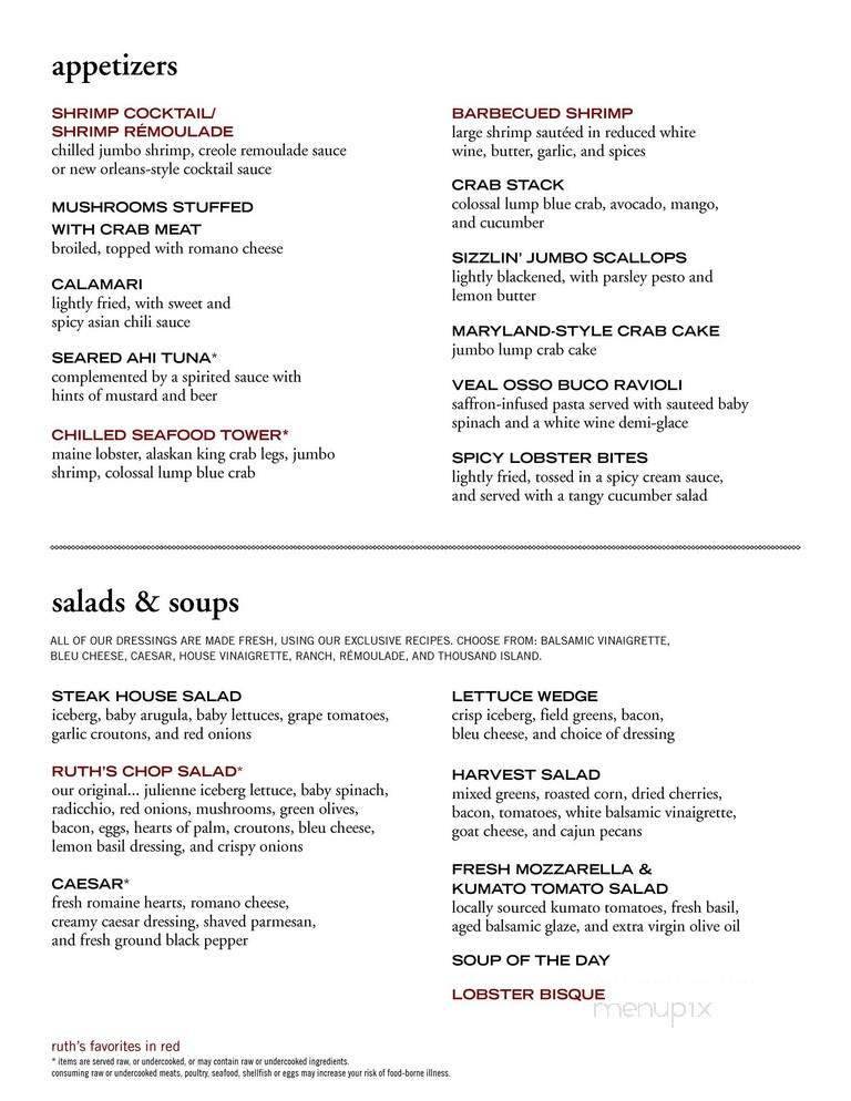 Ruth's Chris Steak House - Durham, NC menu_pic