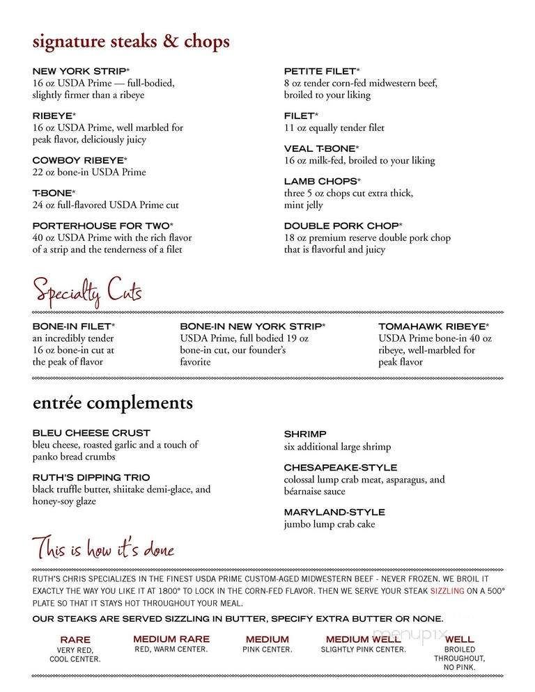 Ruth's Chris Steak House - Durham, NC menu_pic