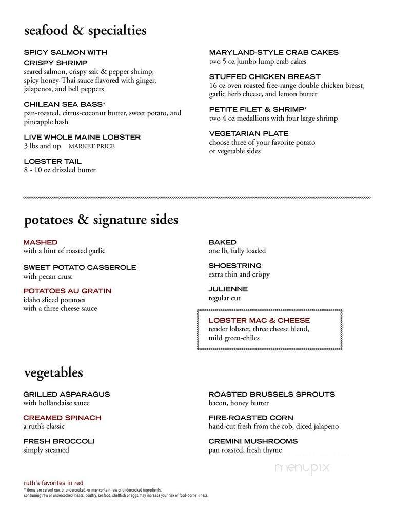 Ruth's Chris Steak House - Durham, NC menu_pic