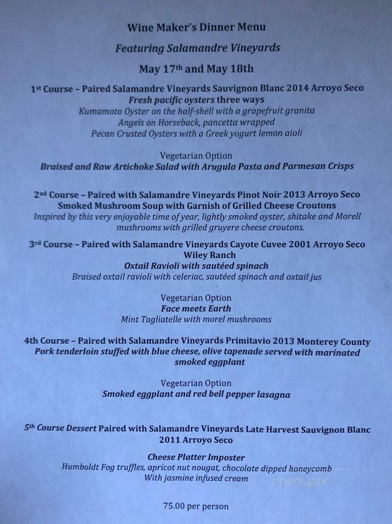 Pino Alto Restaurant - Aptos, CA menu_pic