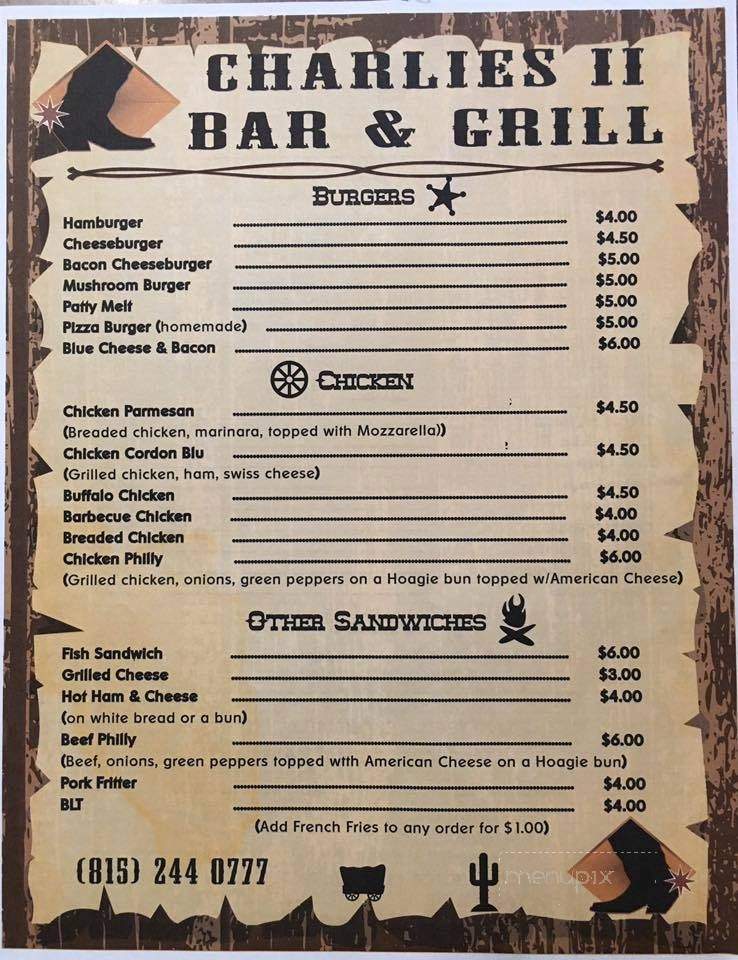 Charlie's II - Mount Carroll, IL menu_pic
