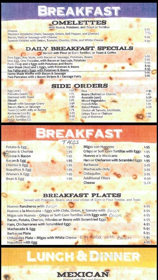 Chapita's - Harlingen, TX menu_pic