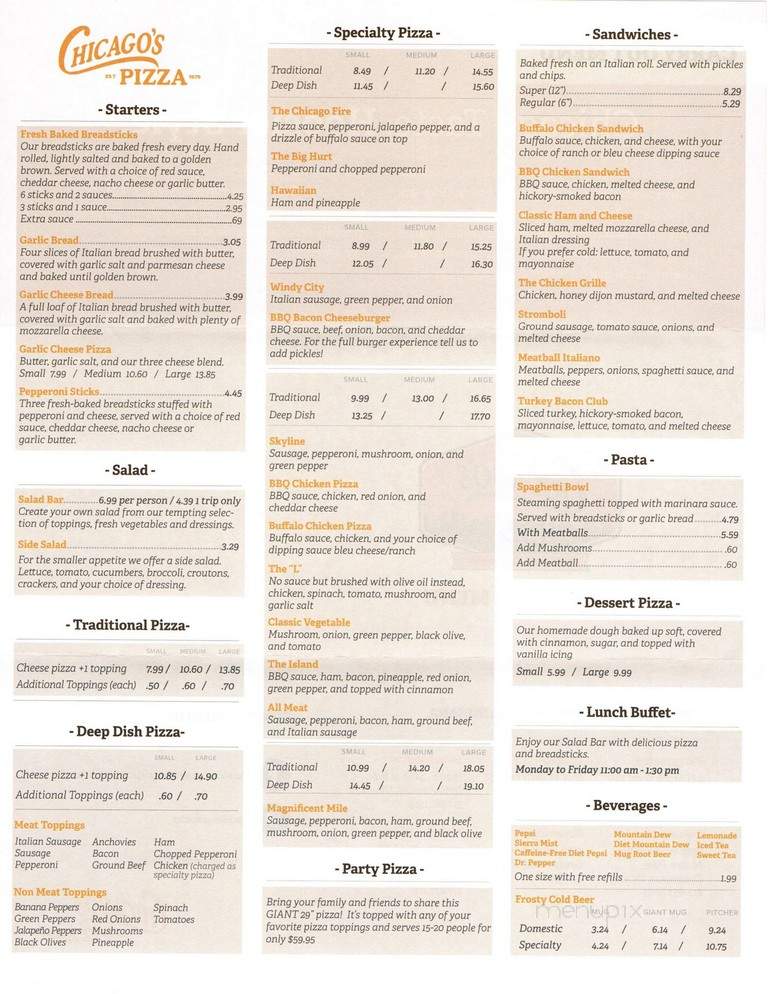 Chicago's Pizza - Plainfield, IN menu_pic