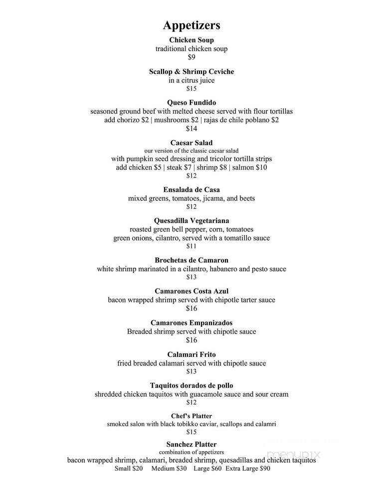 Casa Rodriguez - Los Angeles, CA menu_pic