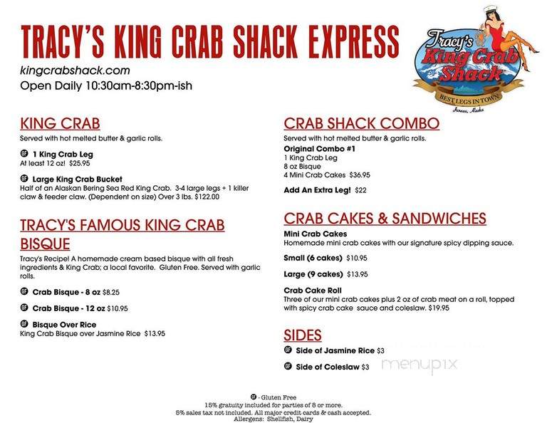 Tracy's King Crab Shack - Juneau, AK menu_pic