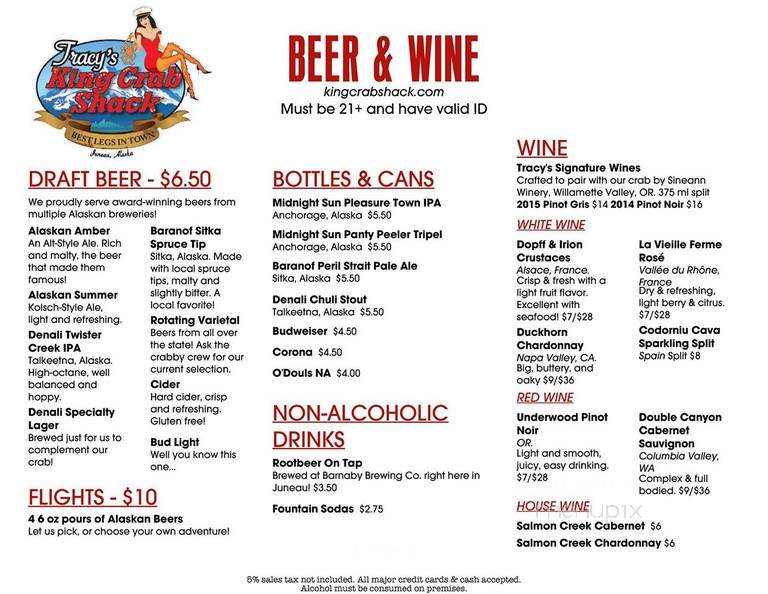 Tracy's King Crab Shack - Juneau, AK menu_pic