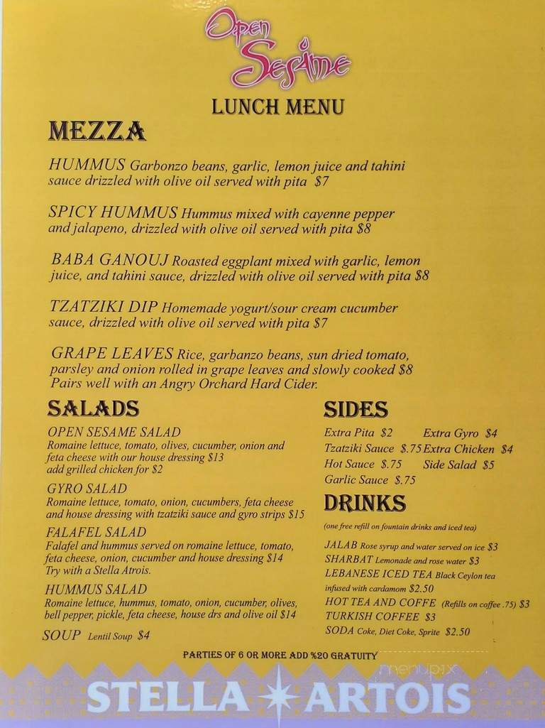 Open Sesame Cafe - Des Moines, IA menu_pic