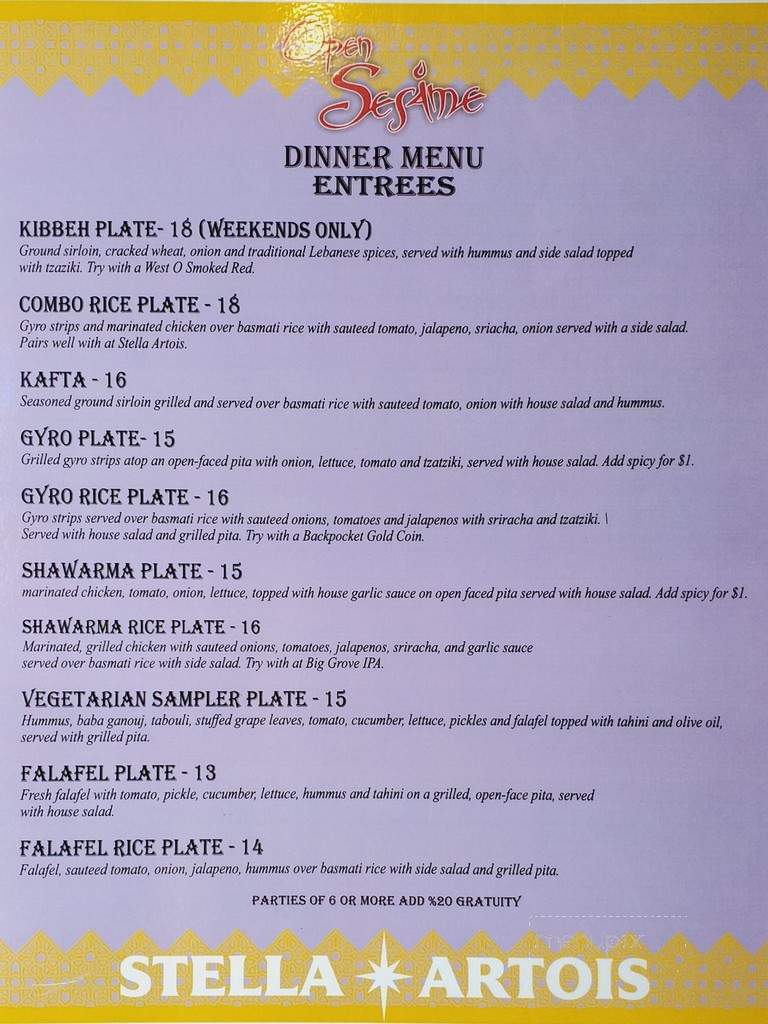 Open Sesame Cafe - Des Moines, IA menu_pic