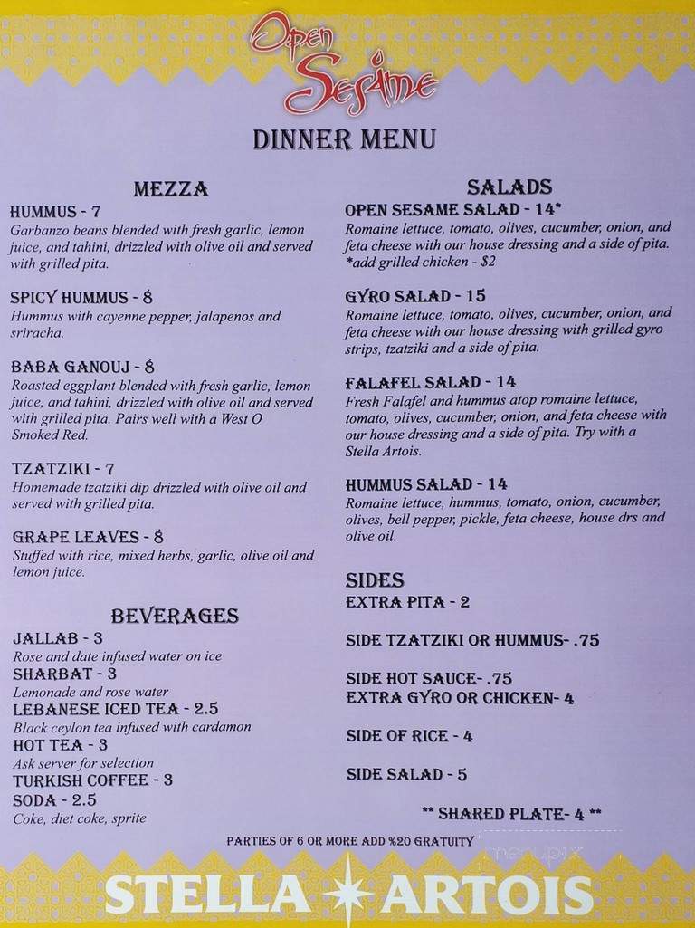 Open Sesame Cafe - Des Moines, IA menu_pic