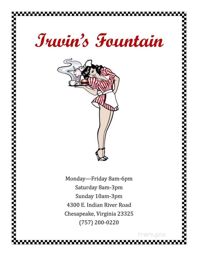 Irwin's Diner - Chesapeake, VA menu_pic