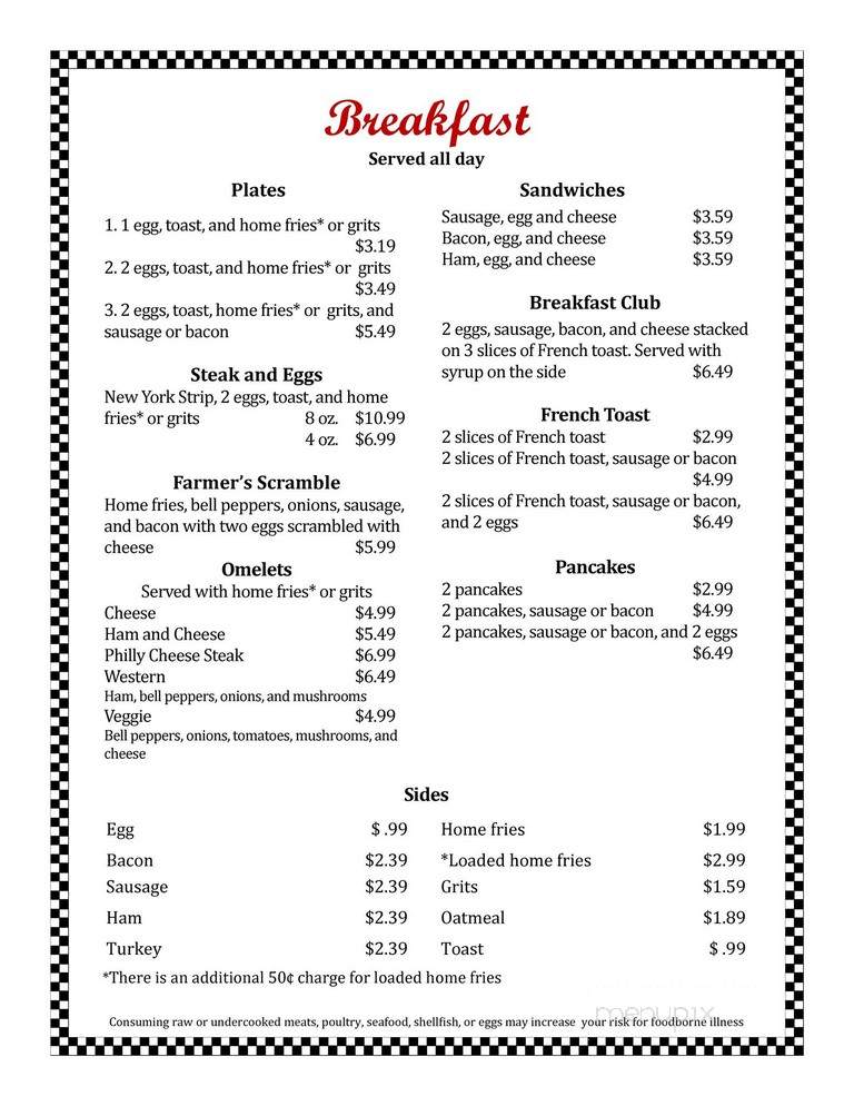 Irwin's Diner - Chesapeake, VA menu_pic