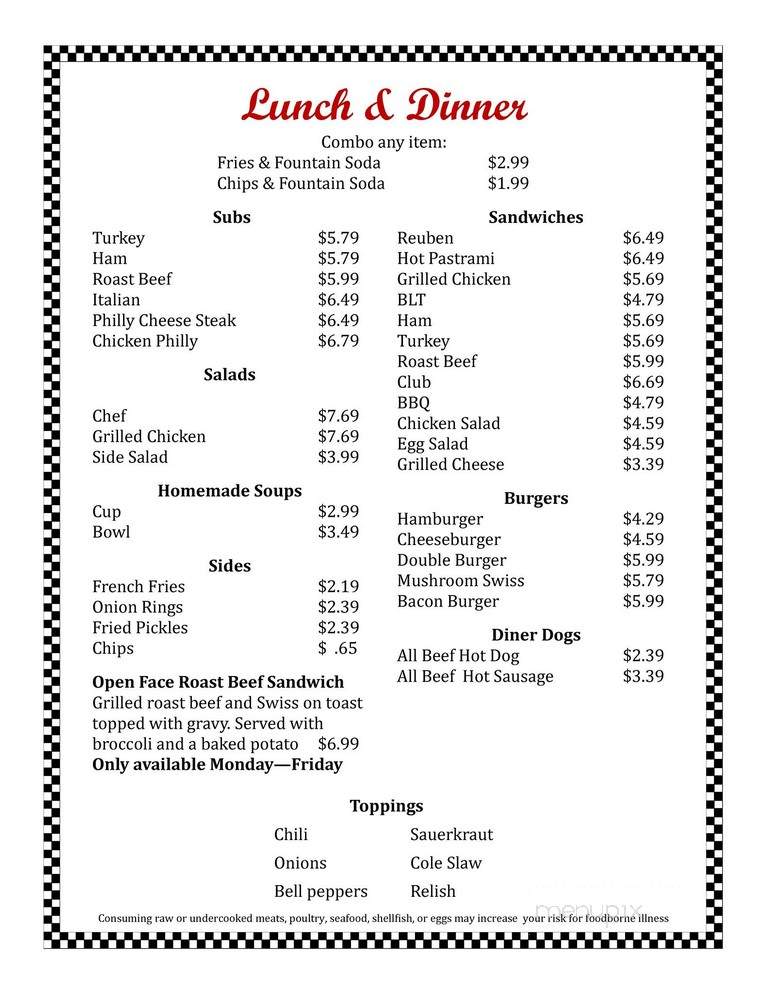 Irwin's Diner - Chesapeake, VA menu_pic