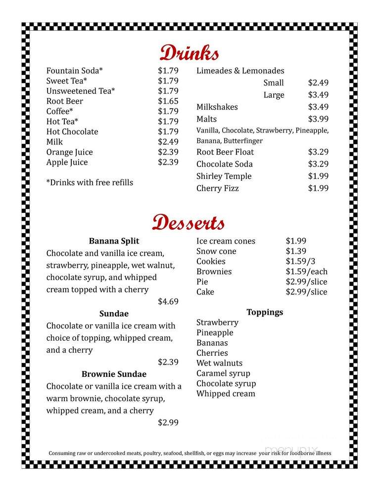 Irwin's Diner - Chesapeake, VA menu_pic