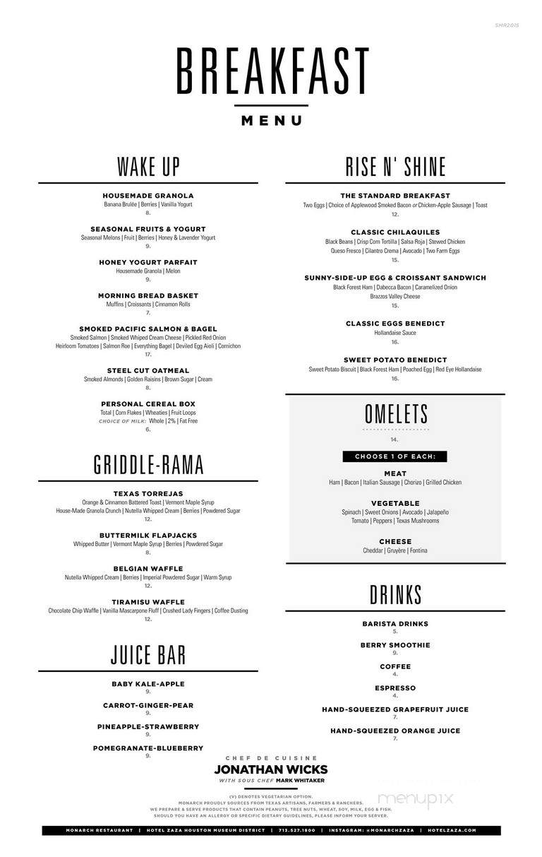 Monarch Restaurant & Bar - Houston, TX menu_pic