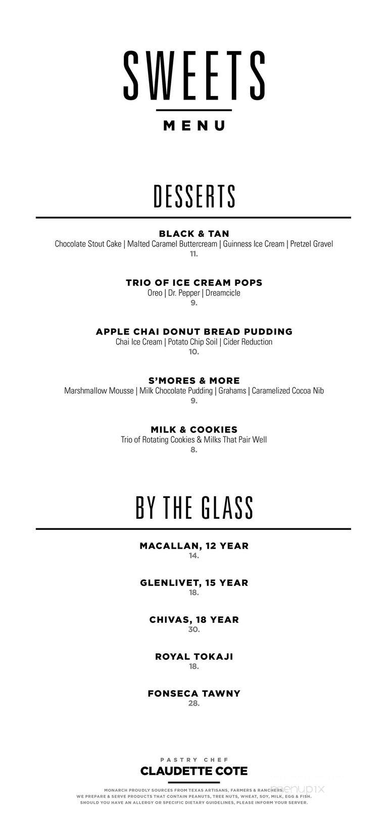 Monarch Restaurant & Bar - Houston, TX menu_pic