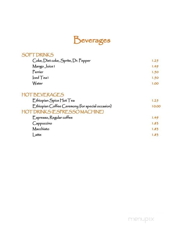 Goha Ethiopian Restaurant and Cafe - Nashville, TN menu_pic