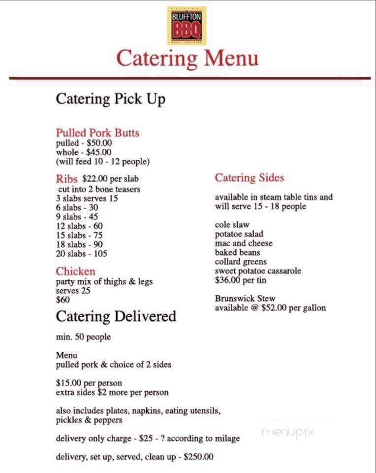Bluffton BBQ - Bluffton, SC menu_pic