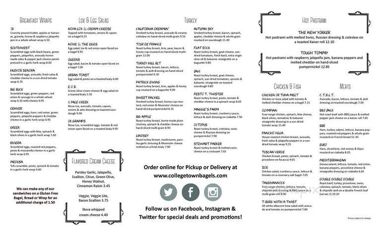 Collegetown Bagels - Ithaca, NY menu_pic
