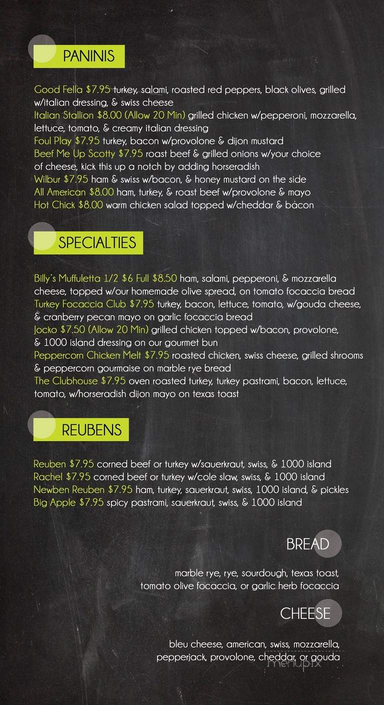 Billy's Tap - Canton, IL menu_pic
