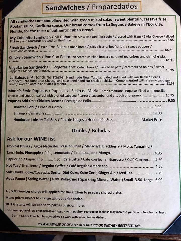 Chucherias Hondureas - Daytona Beach, FL menu_pic