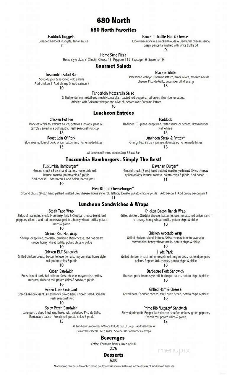 680 North - Green Lake, WI menu_pic