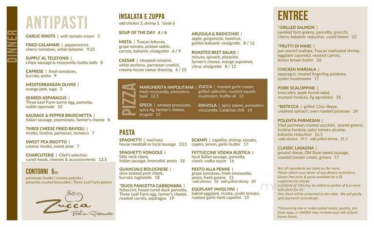 Zucca Italian Ristorante - Louisville, CO menu_pic