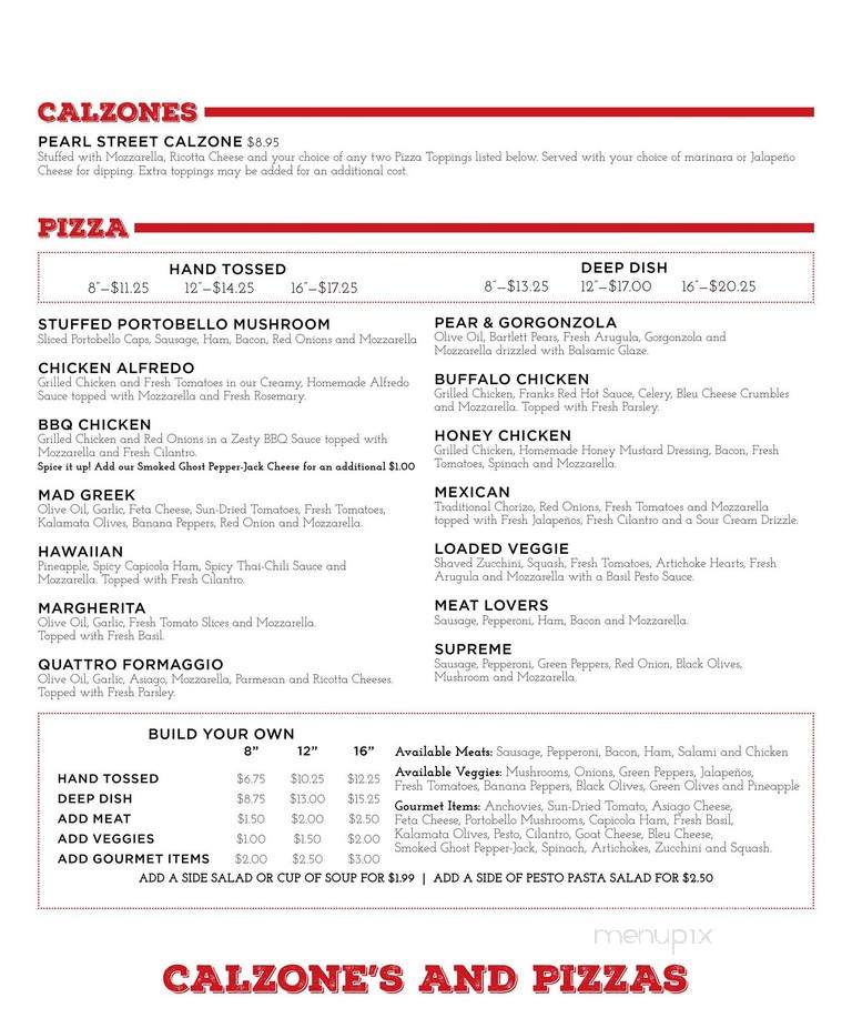 Pearl Street Pizza & Pub - Indianapolis, IN menu_pic