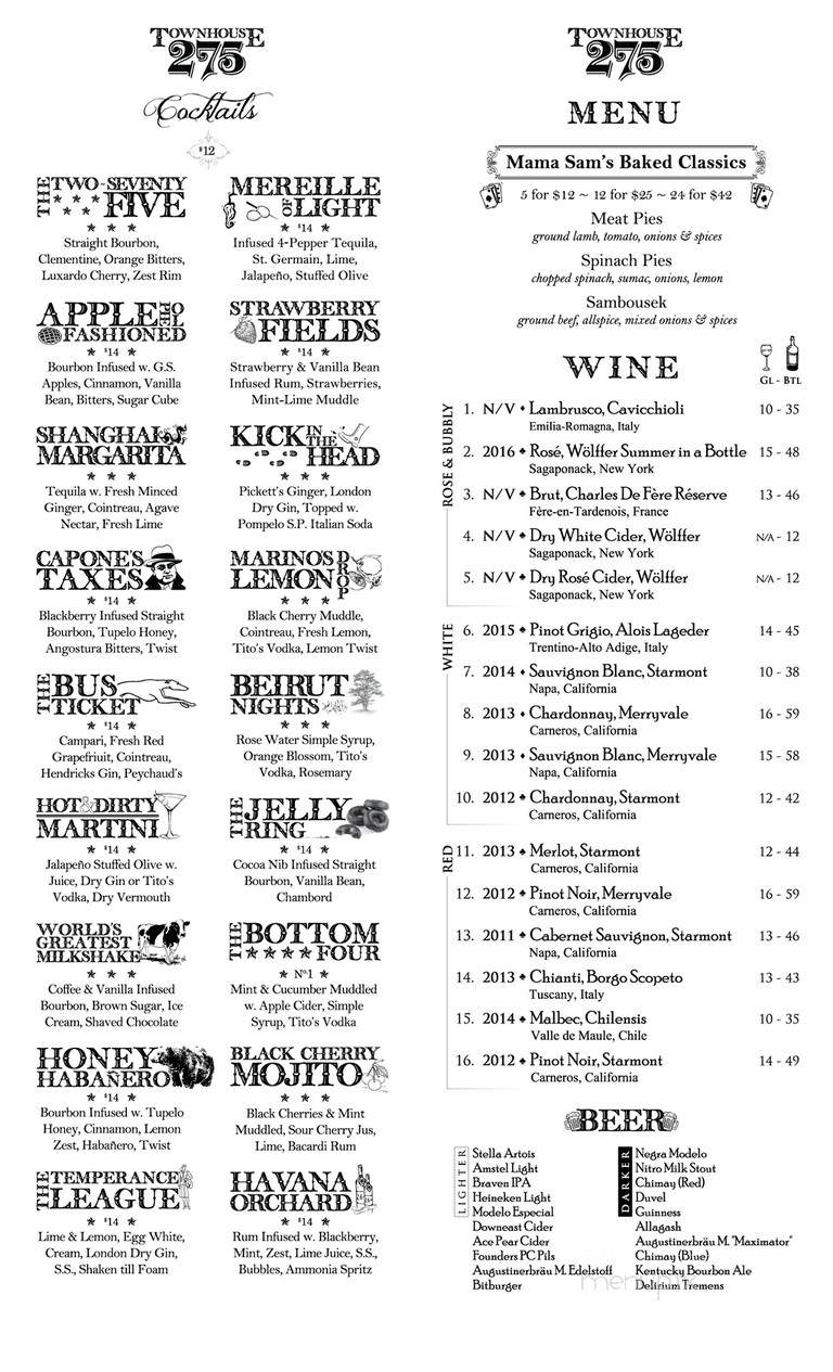 Townhouse - Brooklyn, NY menu_pic