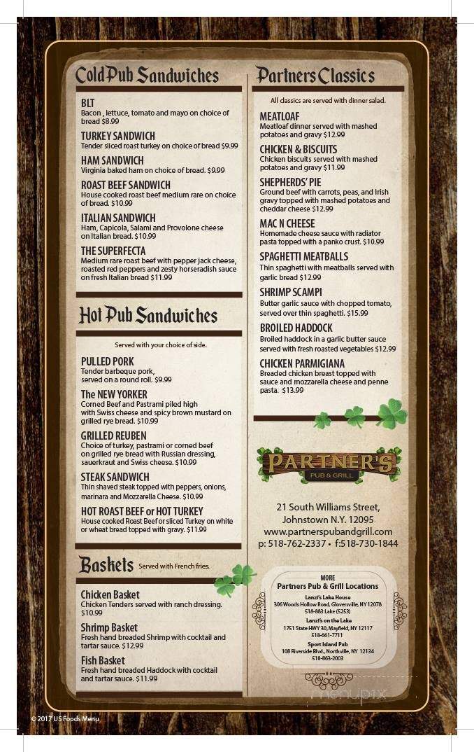 Partner's Pub - Johnstown, NY menu_pic