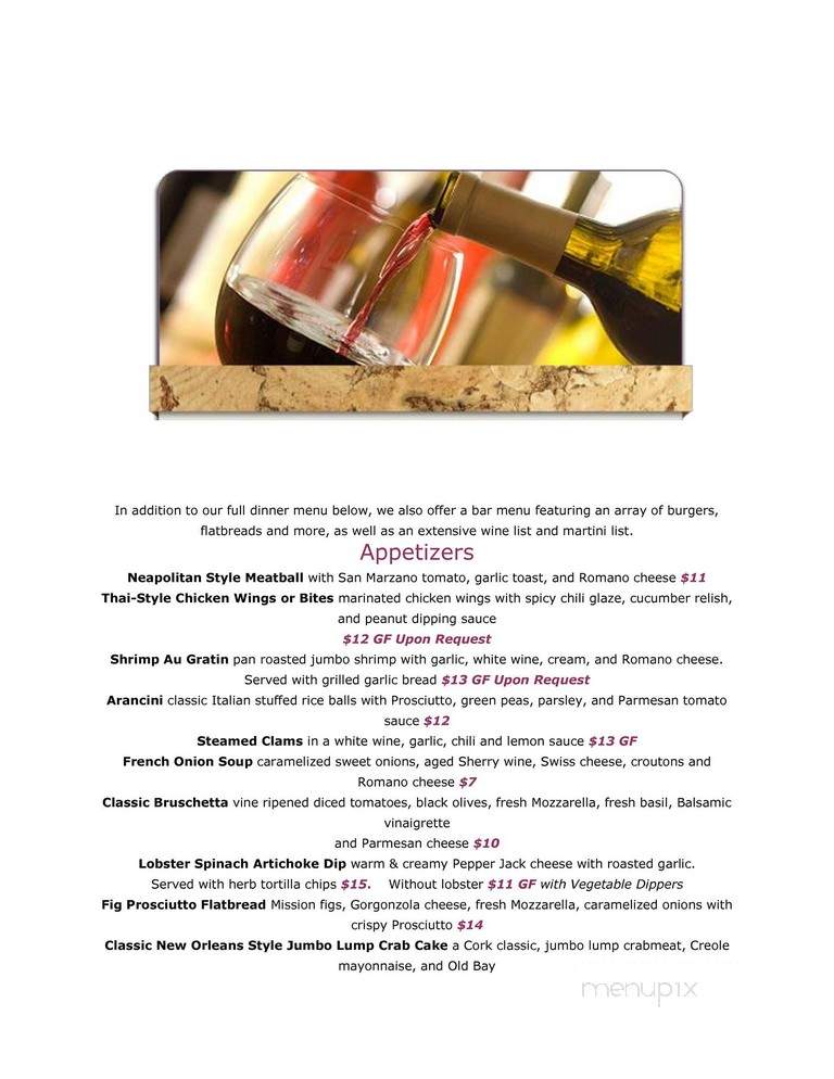 Cork Bar & Restaurant - Wilkes Barre, PA menu_pic