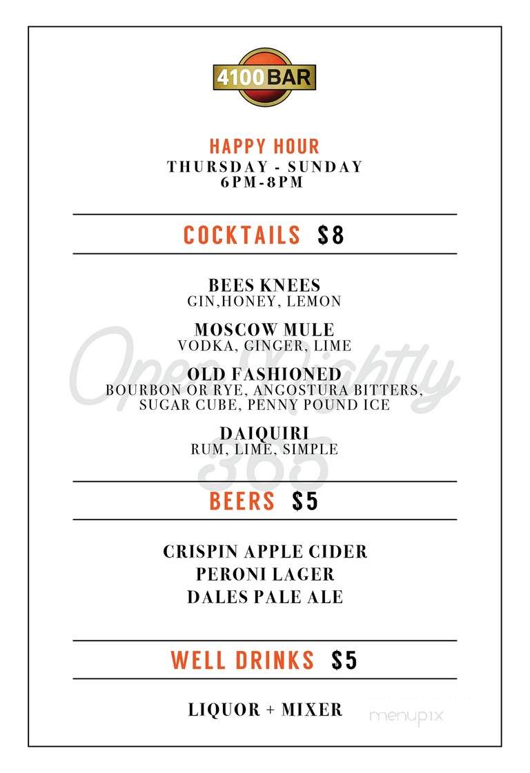 4100 Bar - Los Angeles, CA menu_pic