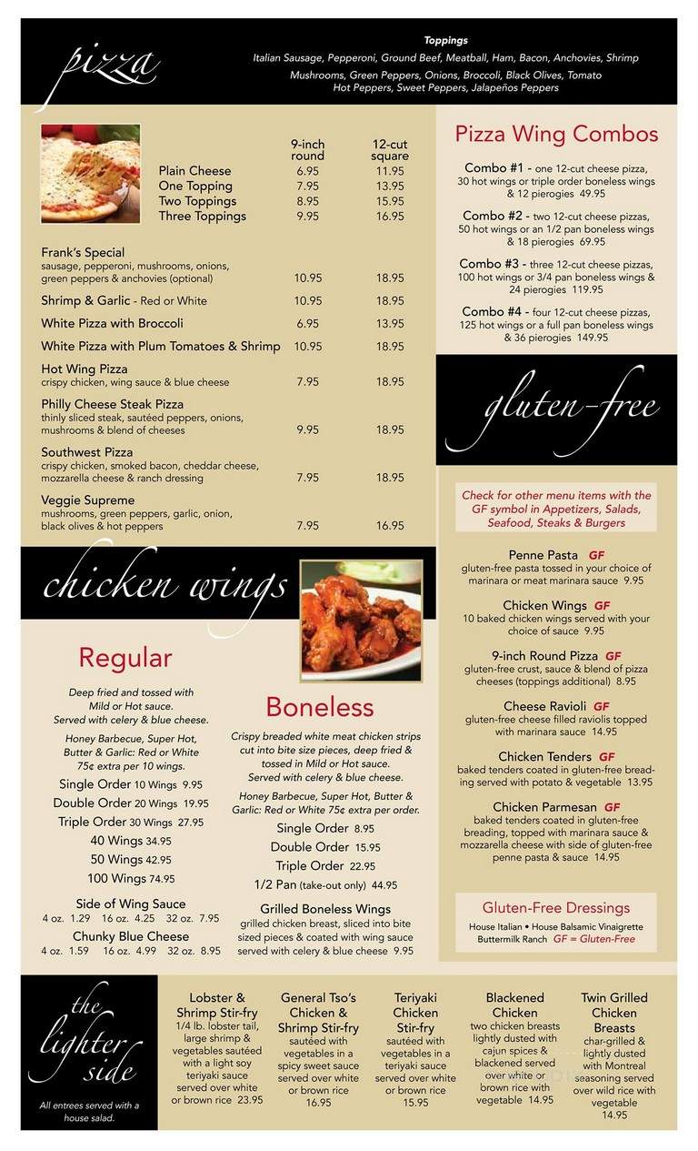 Frank's Place - Lancaster, PA menu_pic