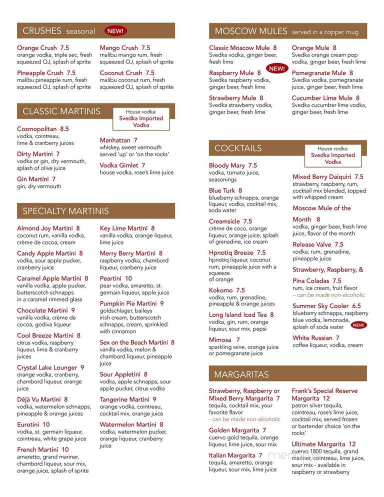 Frank's Place - Lancaster, PA menu_pic