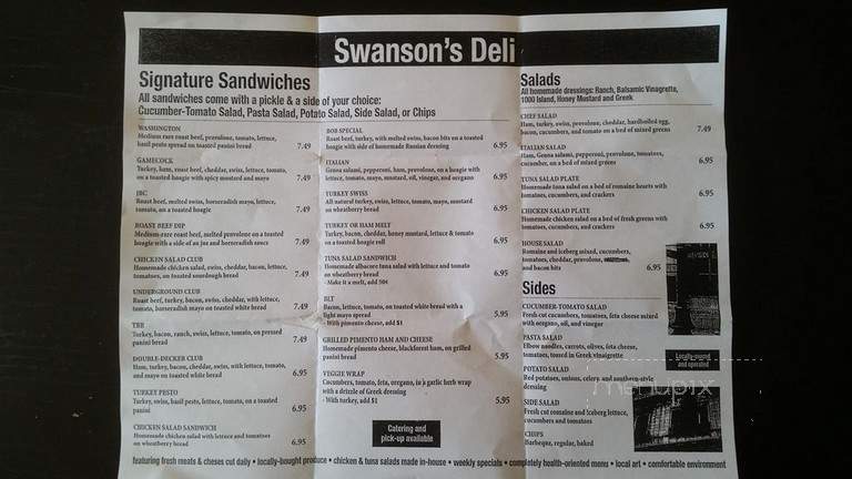 Swanson's Deli - Columbia, SC menu_pic