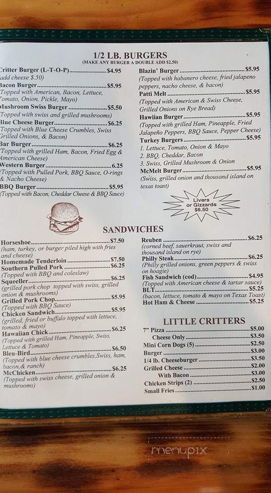 Mc Critters - Pekin, IL menu_pic