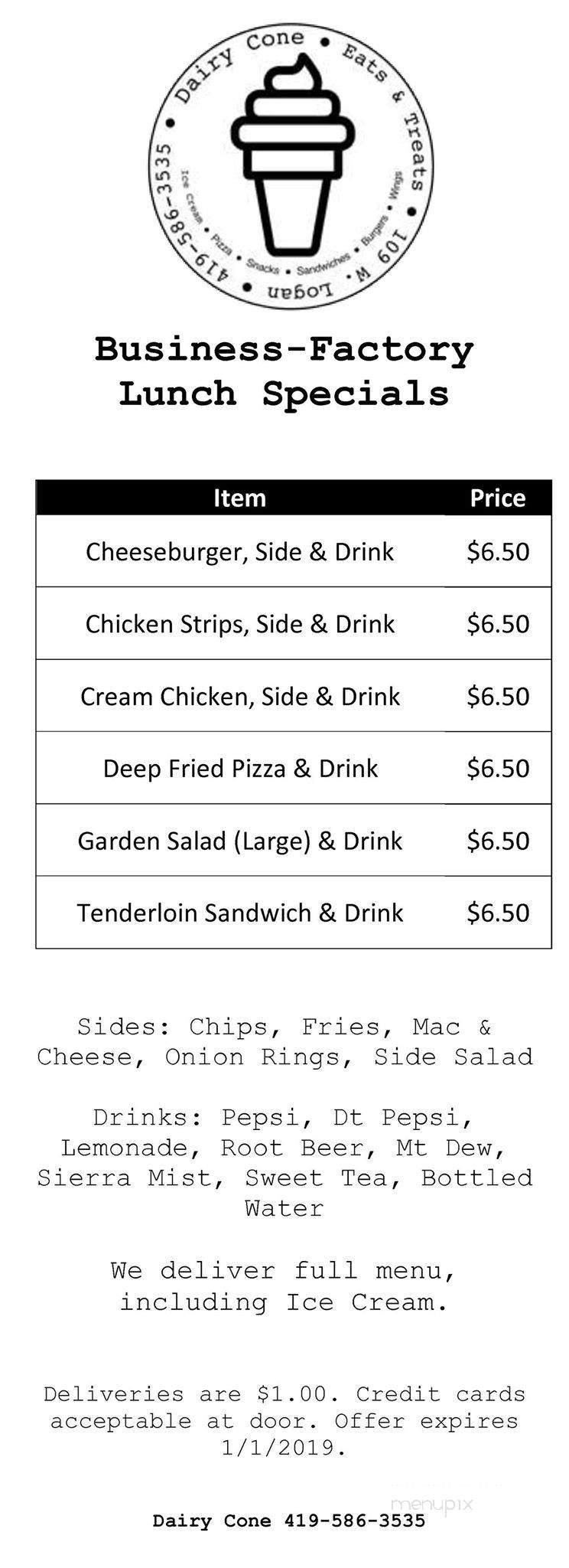 Dairy Cone - New Haven, MI menu_pic