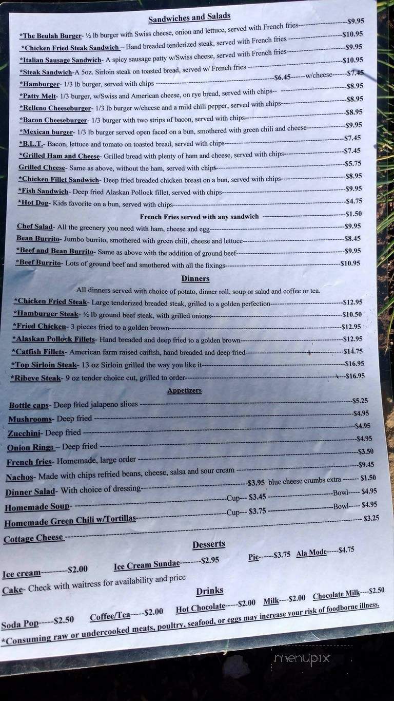 Beulah Inn - Beulah, CO menu_pic