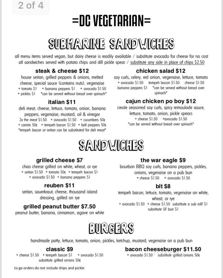 D C Vegetarian - Portland, OR menu_pic