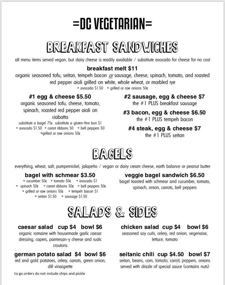 D C Vegetarian - Portland, OR menu_pic