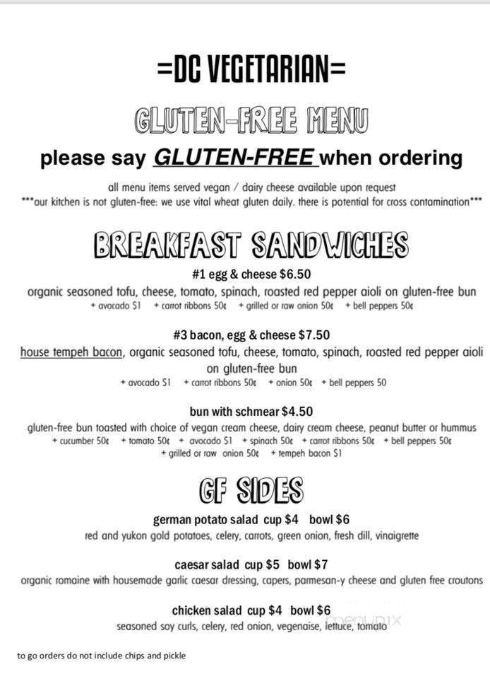 D C Vegetarian - Portland, OR menu_pic