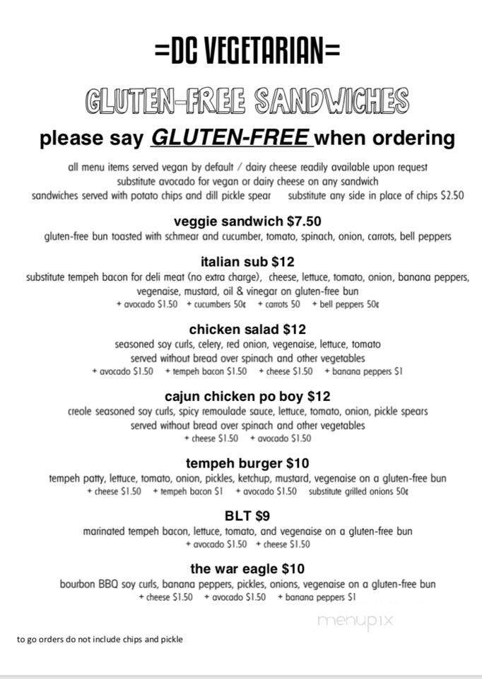 D C Vegetarian - Portland, OR menu_pic