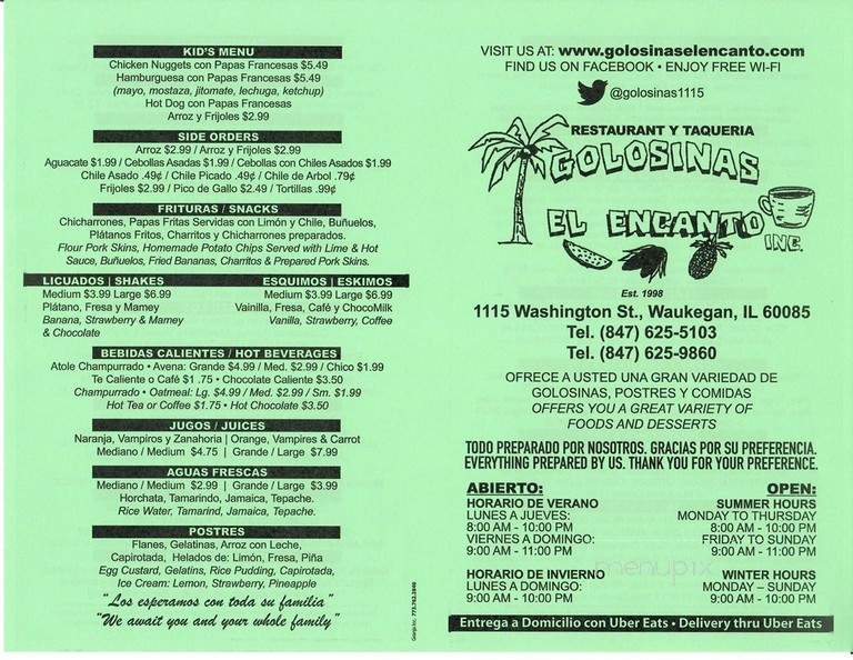 Golosinas El Encanto - Waukegan, IL menu_pic