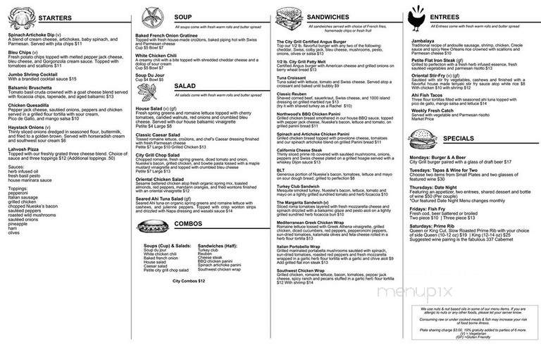 City Grill - An American Bistro - Wausau, WI menu_pic